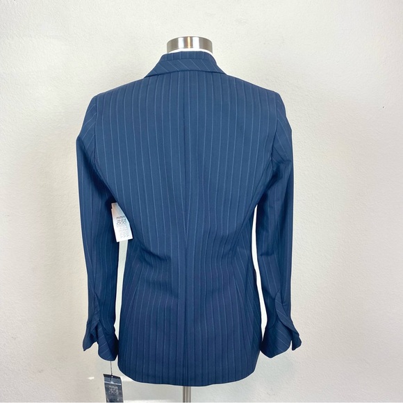 Etcetera Flare Sleeve Pinstriped Navy Blue Blazer/Suite Jacket - Picture 3 of 10